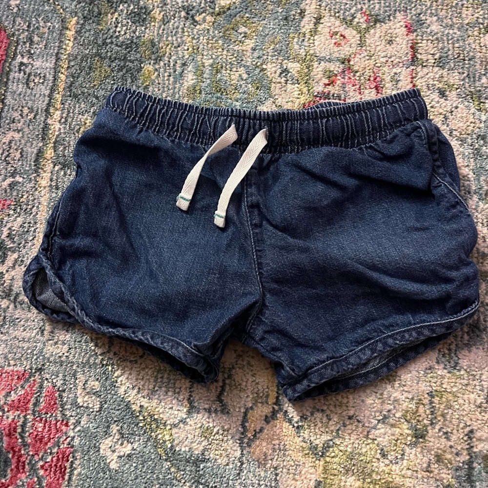 Denim Kids Shorts with White Drawstring